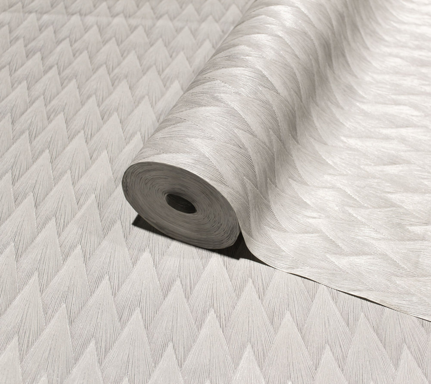 Omega Luxe Silver Taupe Dramatic Pattern Wallpaper by La Belle Maison
