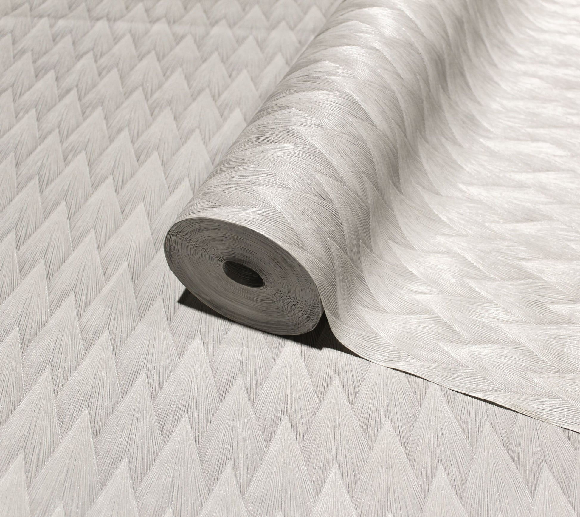 Omega Luxe Silver Taupe Dramatic Pattern Wallpaper by La Belle Maison