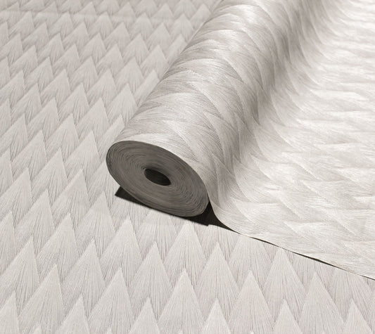 Omega Luxe Silver Taupe Dramatic Pattern Wallpaper by La Belle Maison