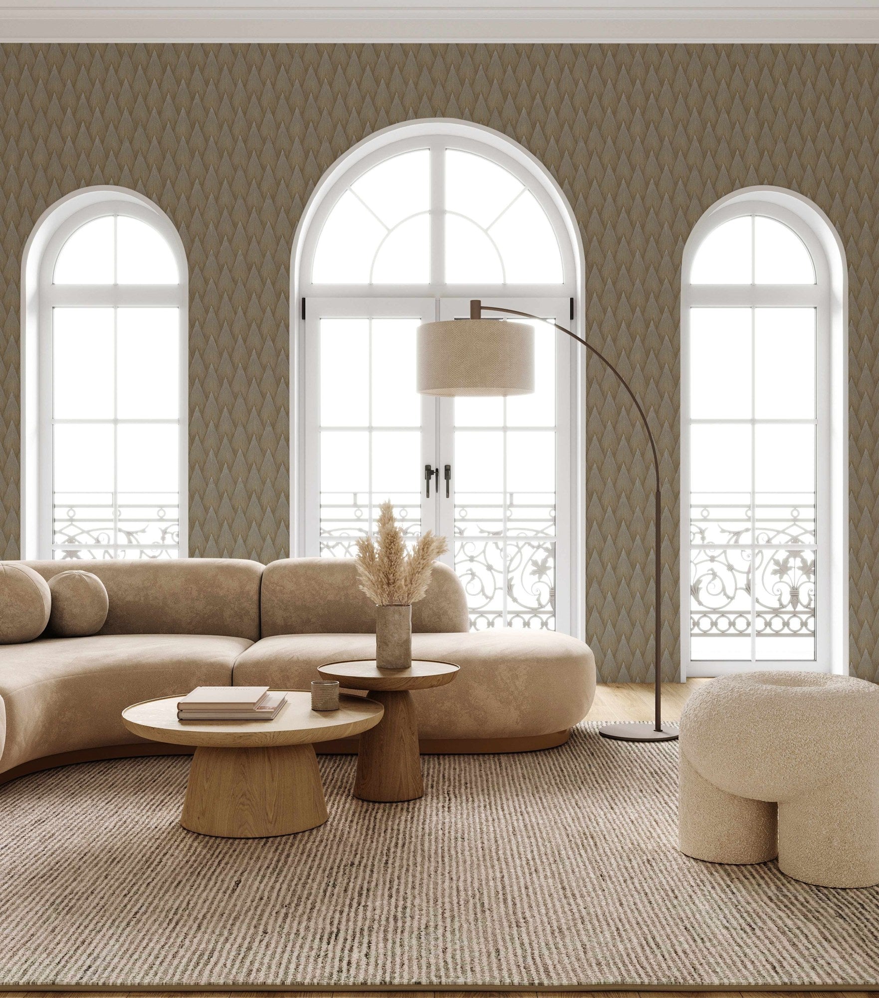 Omega Luxe Mushroom Polished Texture Wallpaper by La Belle Maison