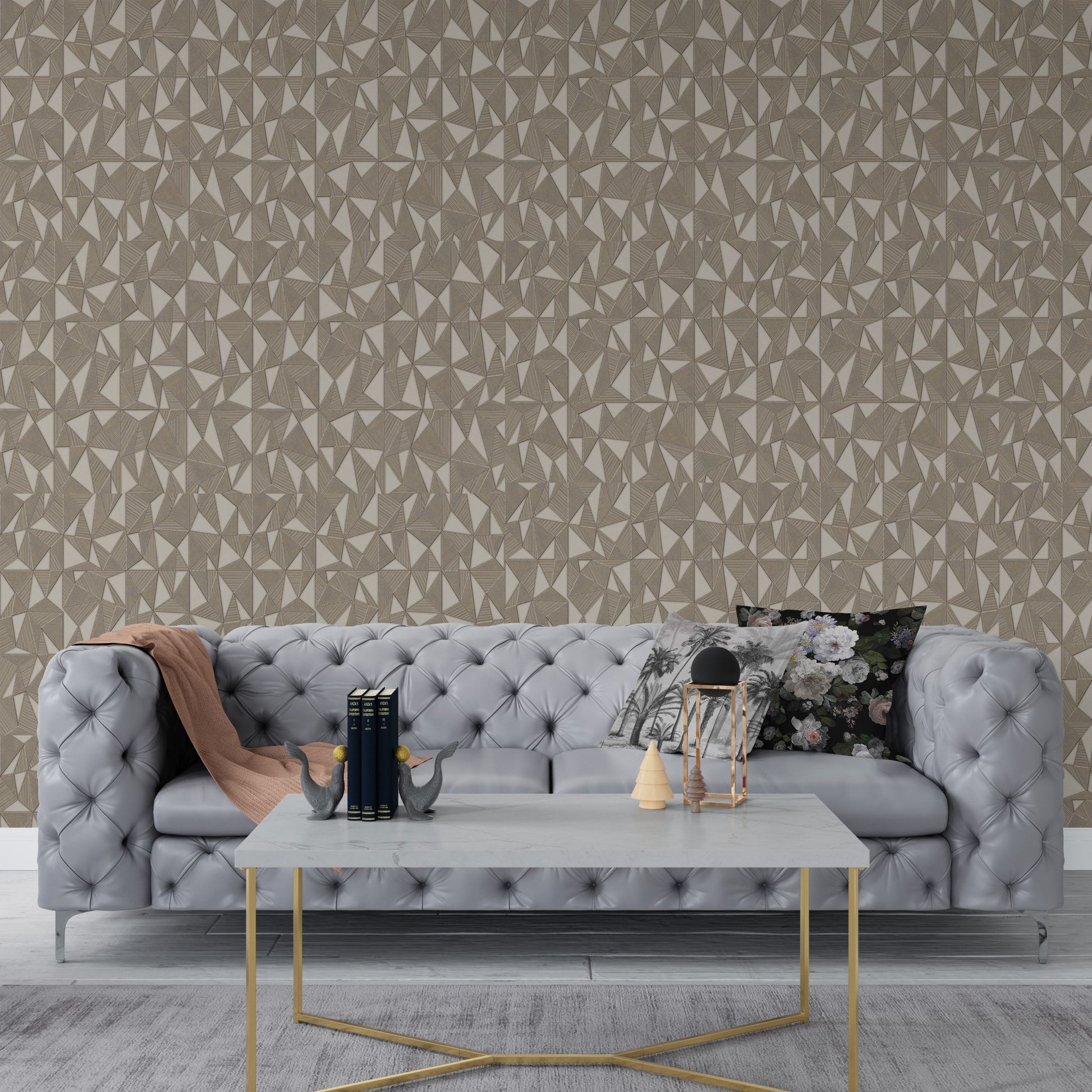 Omega Luxe Ash Grey Dramatic Pattern Wallpaper by La Belle Maison