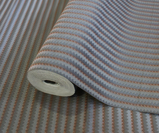 Omega Luxe Silver Taupe Luxe Motif Wallpaper by La Belle Maison