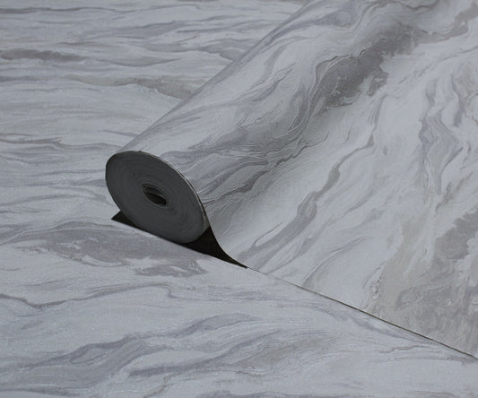Omega Luxe Warm Grey Polished Texture Wallpaper by La Belle Maison