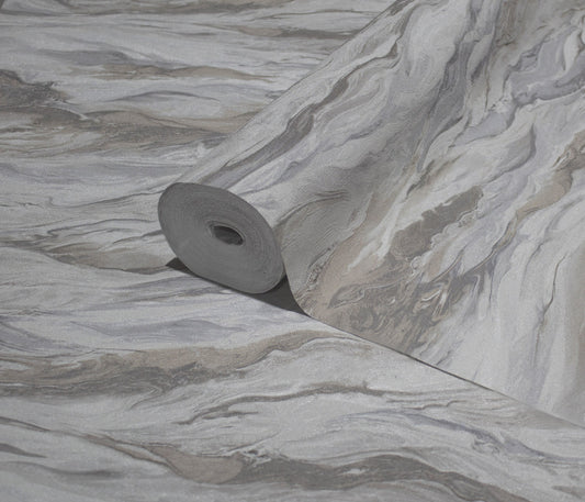 Omega Luxe Dove Grey Polished Texture Wallpaper by La Belle Maison