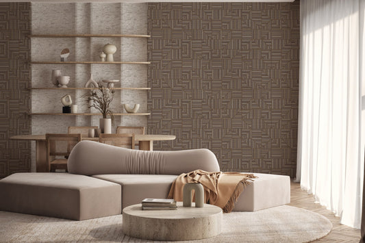 Omega Luxe Truffle Dramatic Pattern Wallpaper by La Belle Maison