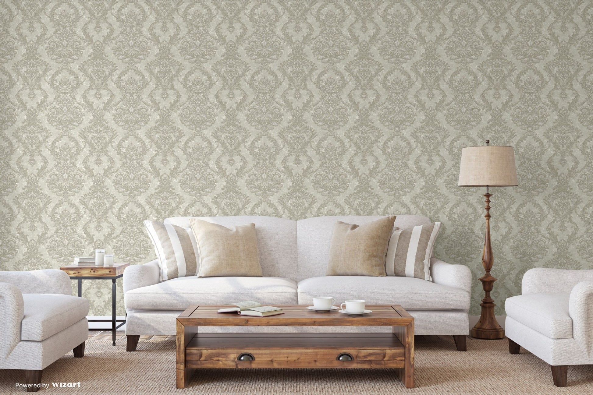 Rococo Maison Cream Classic Scroll Wallpaper by La Belle Maison