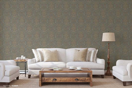 Rococo Maison Graphite Classic Ornamental Wallpaper by La Belle Maison