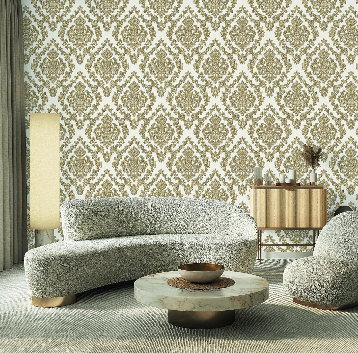 Rococo Maison Greige Soft Rococo Wallpaper by La Belle Maison