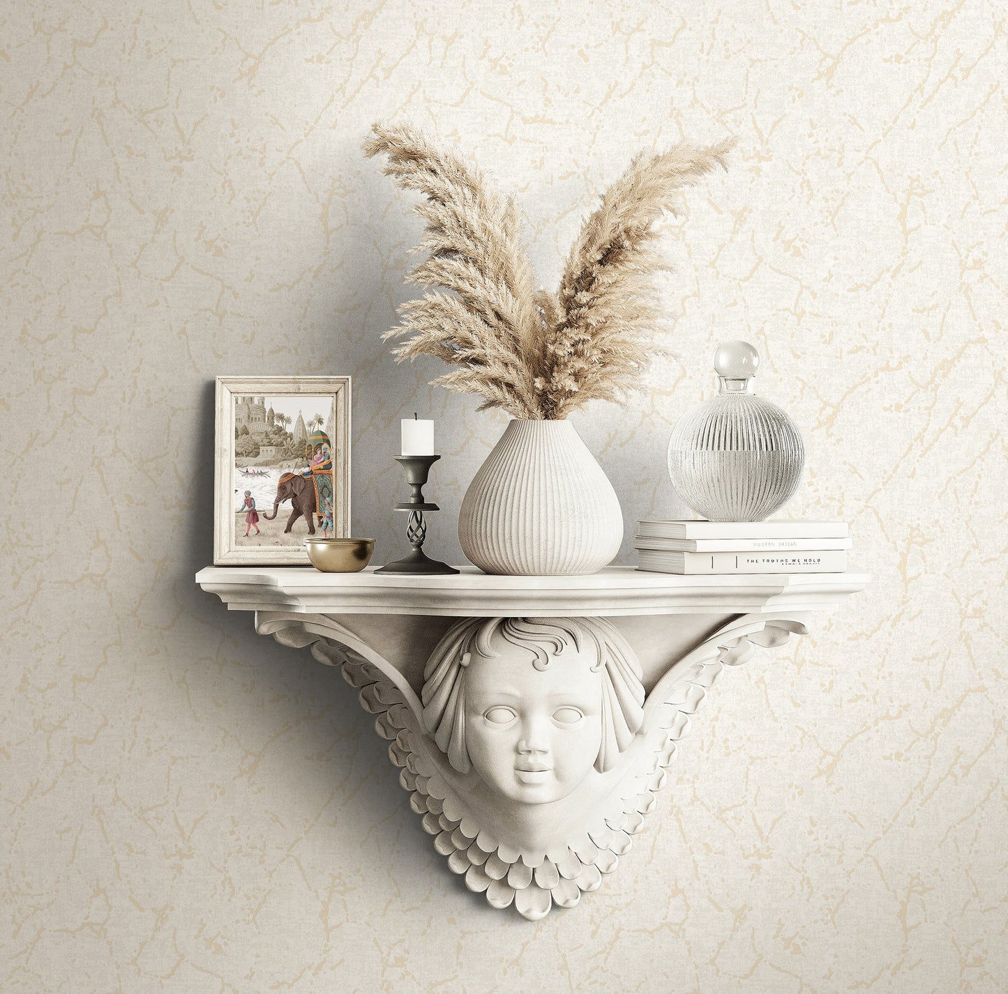 Rococo Maison Linen Heritage Damask Wallpaper by La Belle Maison