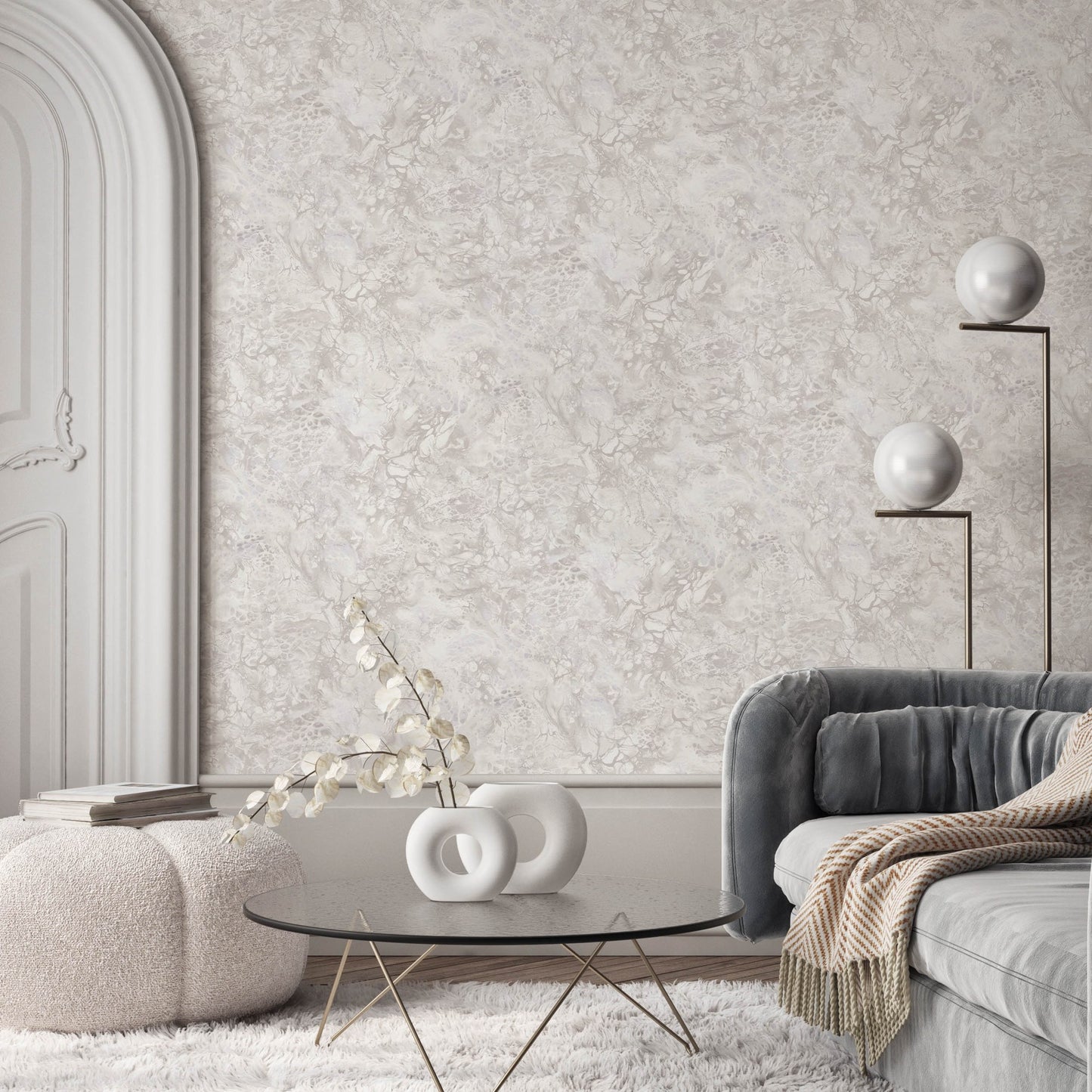 Roka Living Warm Grey Natural Texture Wallpaper by La Belle Maison