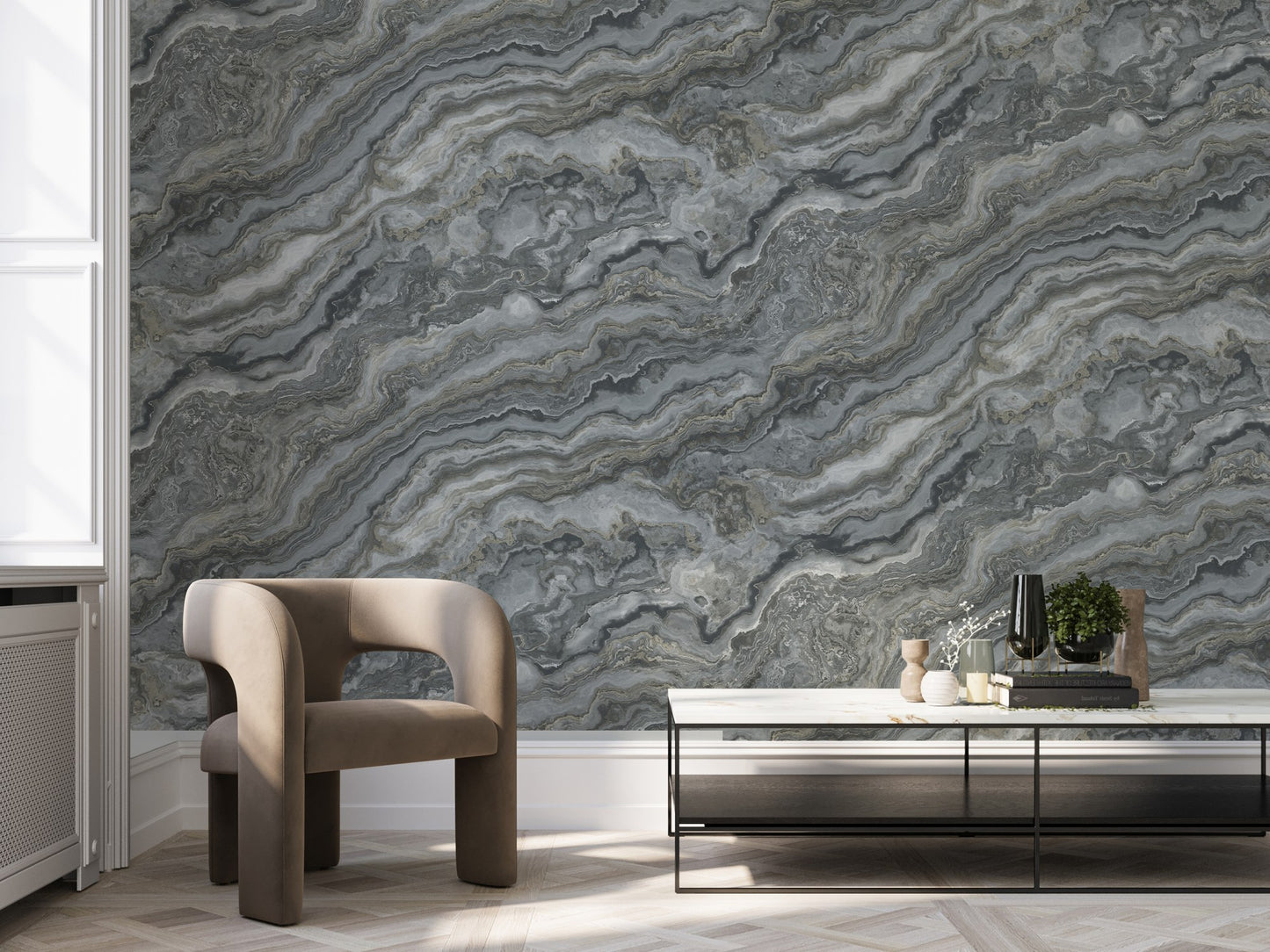 Roka Living Ash Warm Linen Wallpaper by La Belle Maison