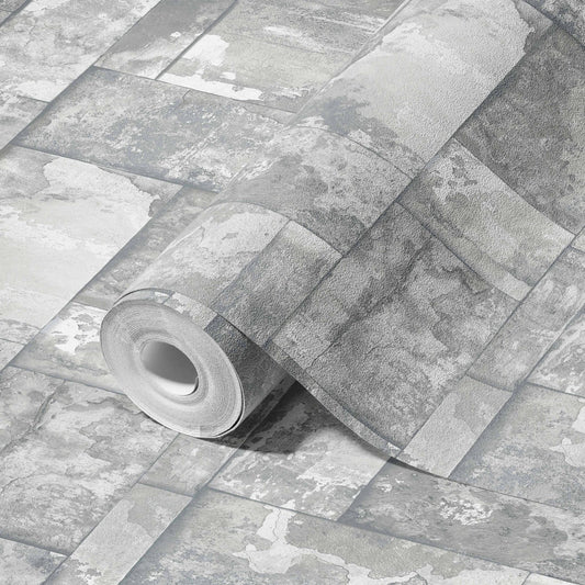 Roka Living Stone Grey Natural Texture Wallpaper by La Belle Maison