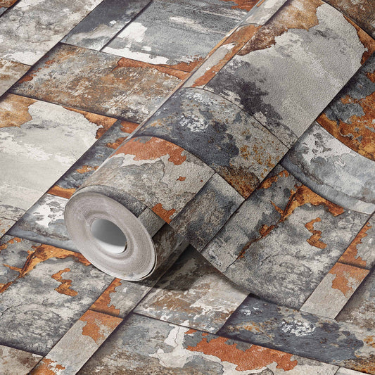 Roka Living Stone Grey Contemporary Texture Wallpaper by La Belle Maison