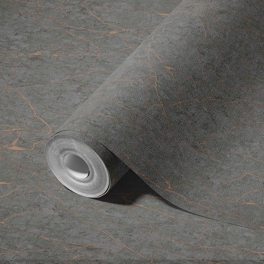 Roka Living Ash Grey Contemporary Texture Wallpaper by La Belle Maison