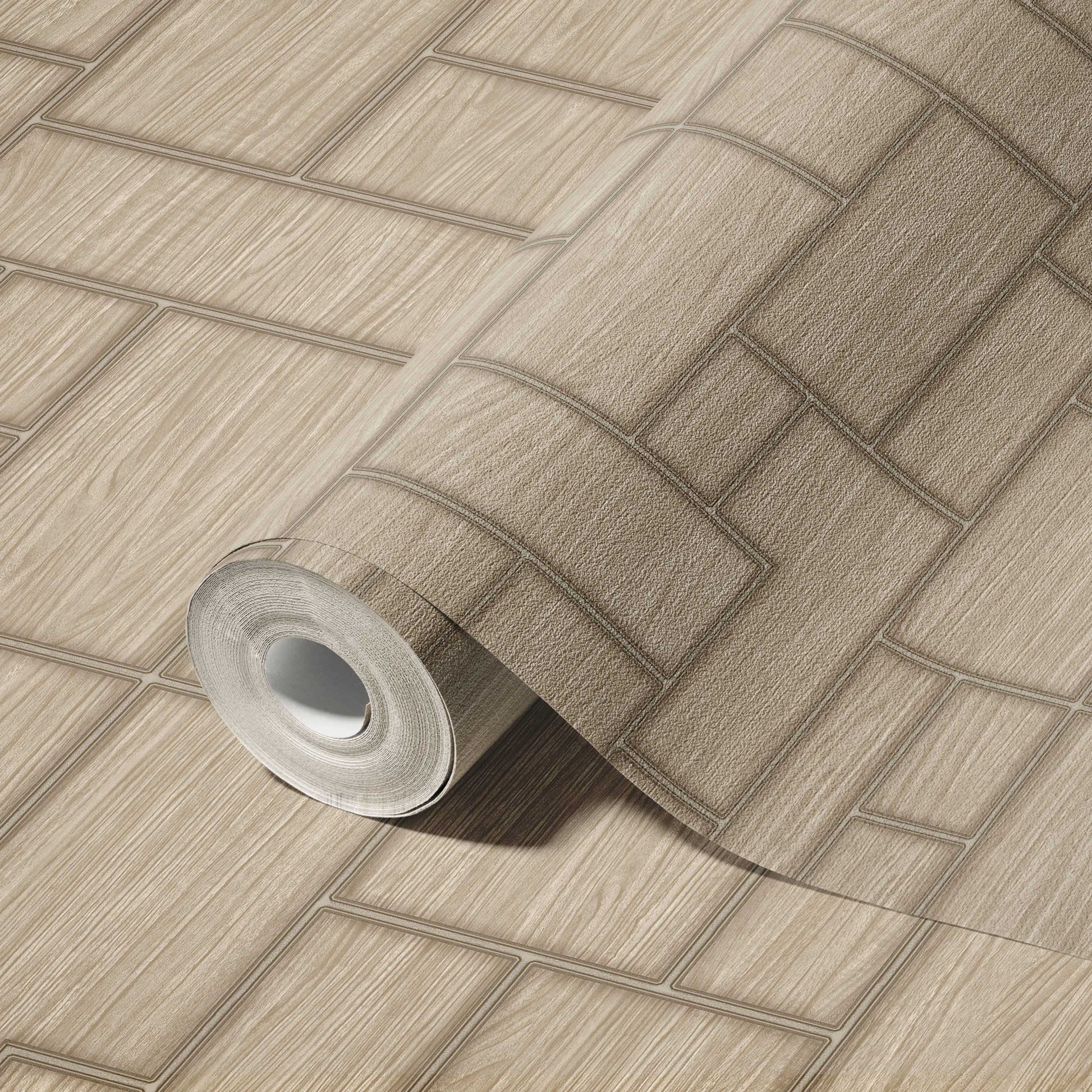 Roka Living Greige Relaxed Weave Wallpaper by La Belle Maison