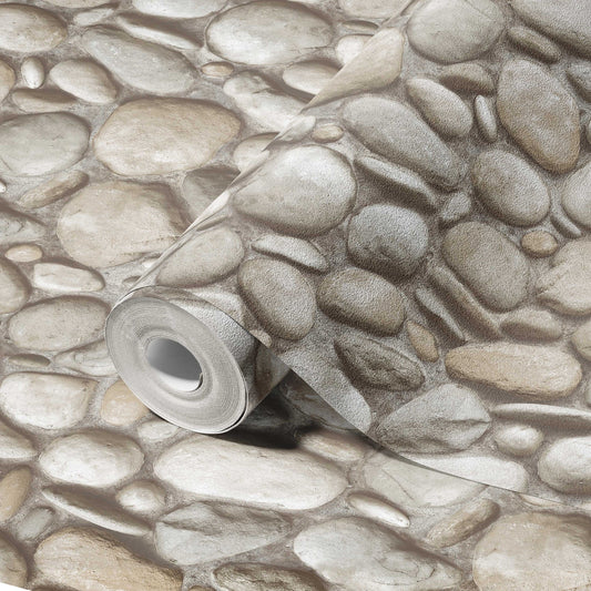Roka Living Oatmeal Contemporary Texture Wallpaper by La Belle Maison