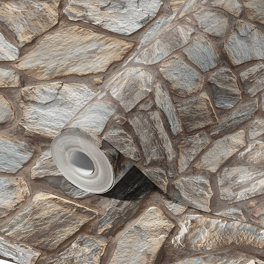 Roka Living Stone Natural Texture Wallpaper by La Belle Maison