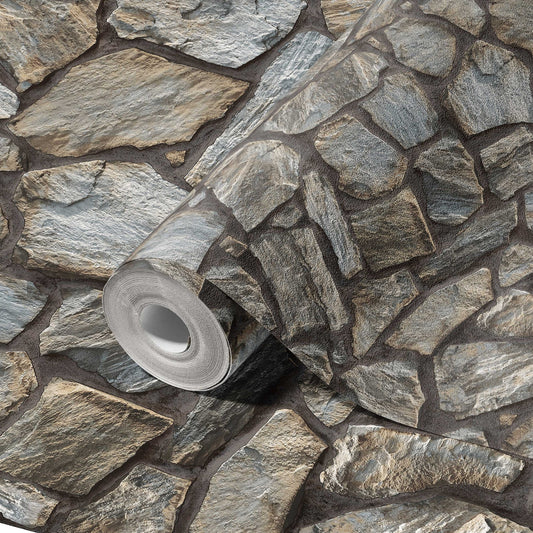 Roka Living Slate Relaxed Weave Wallpaper by La Belle Maison