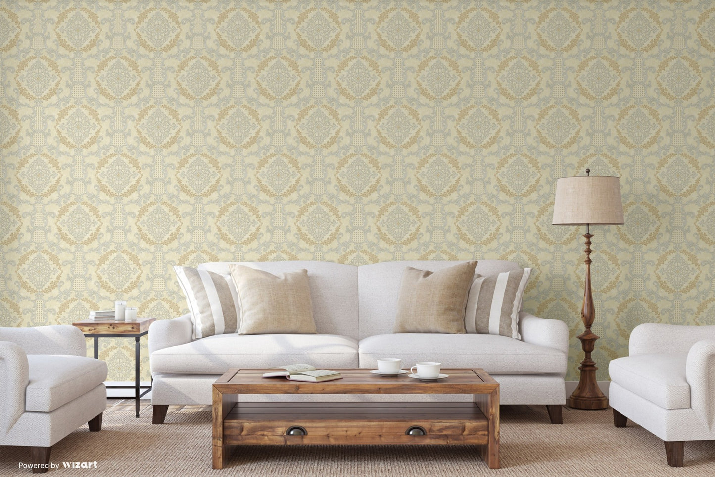 Rumi Stories Silver Taupe Artistic Scroll Wallpaper by La Belle Maison