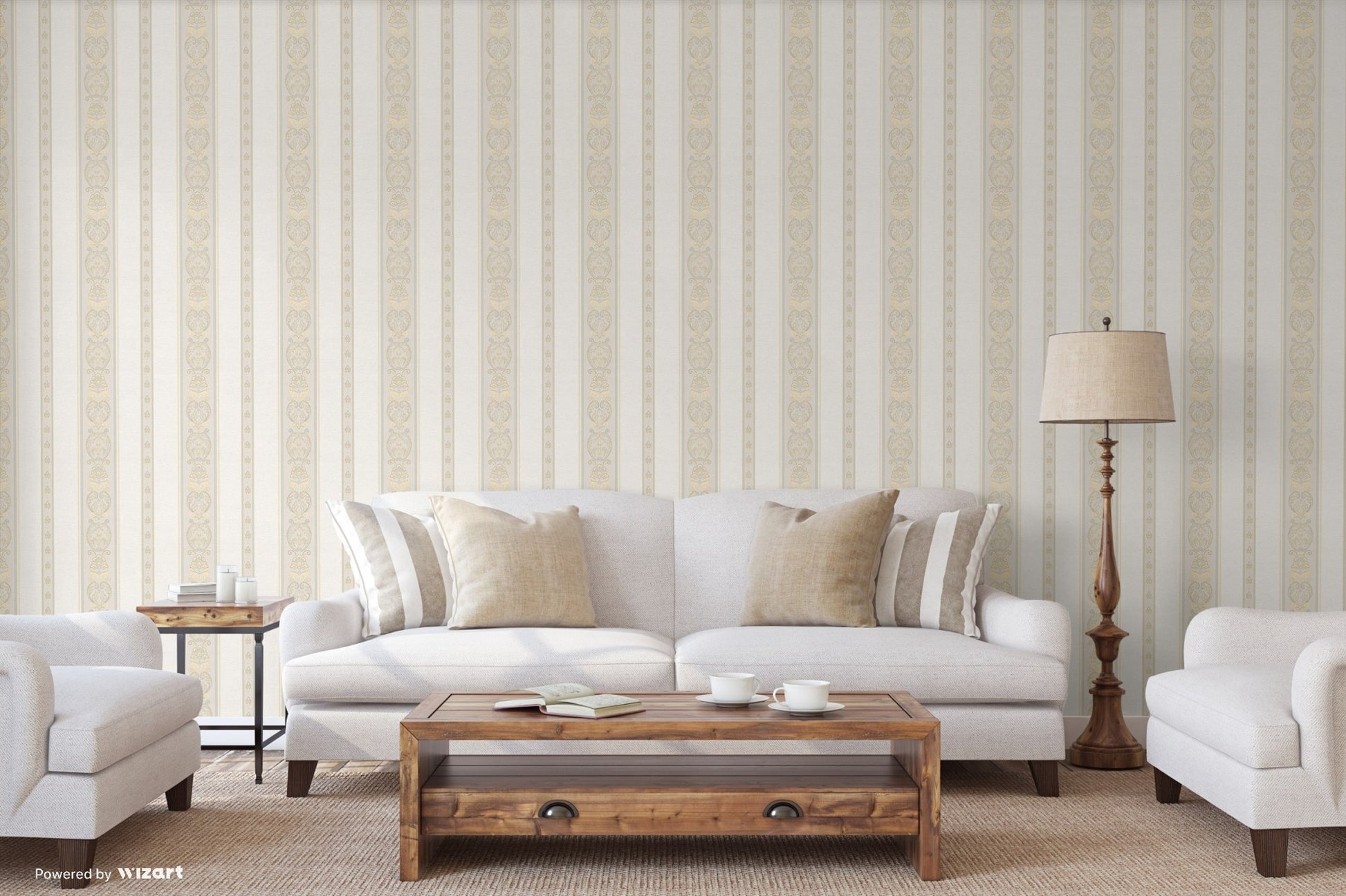 Rumi Stories Warm Grey Artistic Scroll Wallpaper by La Belle Maison
