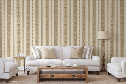 Rumi Stories Warm Grey Decorative Damask Wallpaper by La Belle Maison