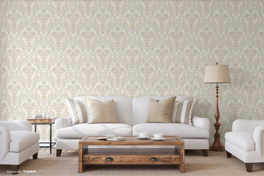 Rumi Stories Stone Grey Artistic Scroll Wallpaper by La Belle Maison