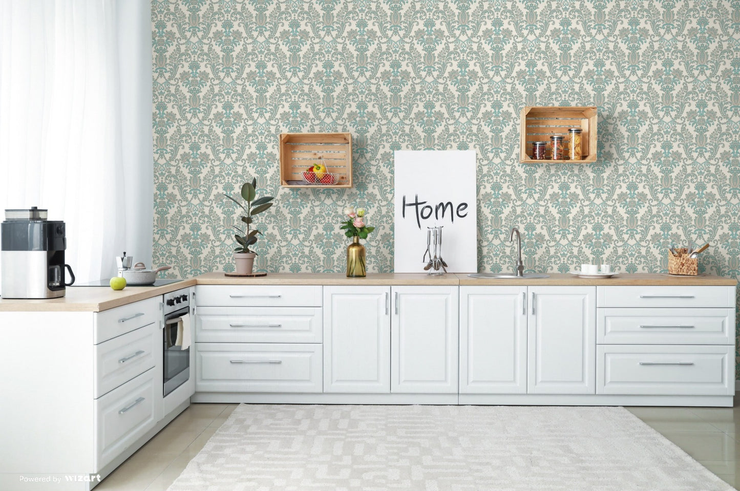 Rumi Stories Stone Grey Soft Ornamental Wallpaper by La Belle Maison