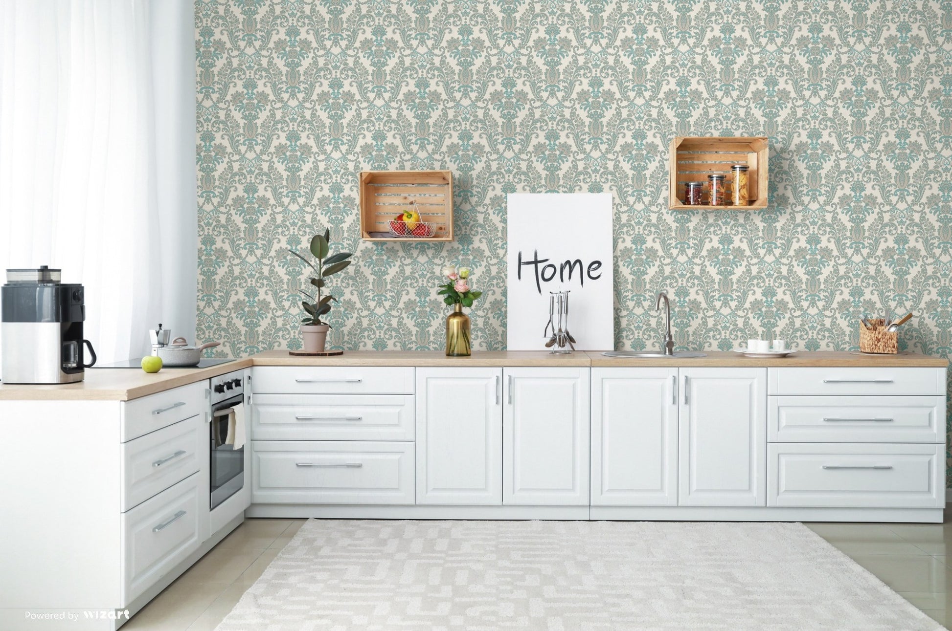 Rumi Stories Stone Grey Soft Ornamental Wallpaper by La Belle Maison