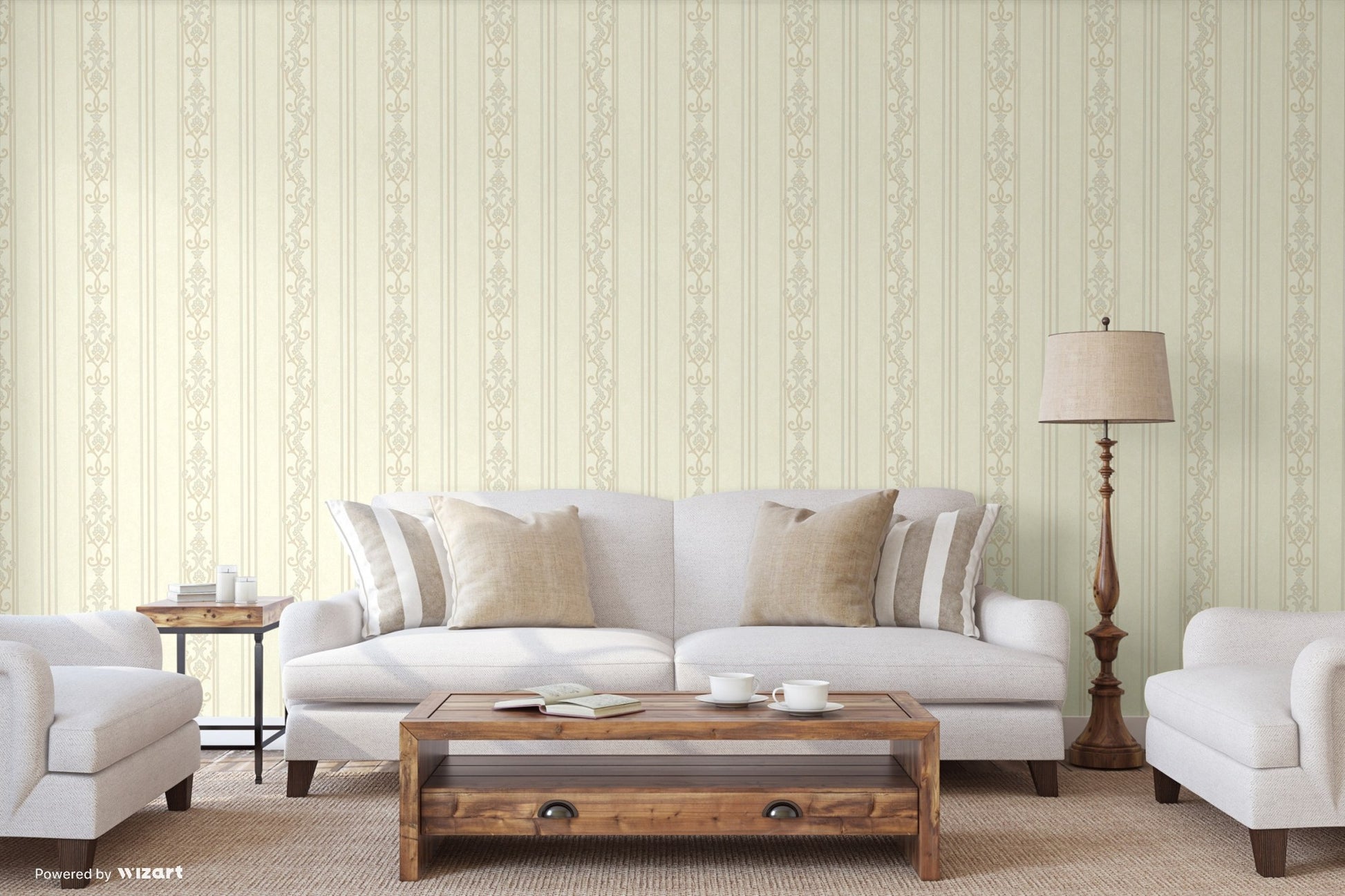Rumi Stories Pebble Decorative Damask Wallpaper by La Belle Maison