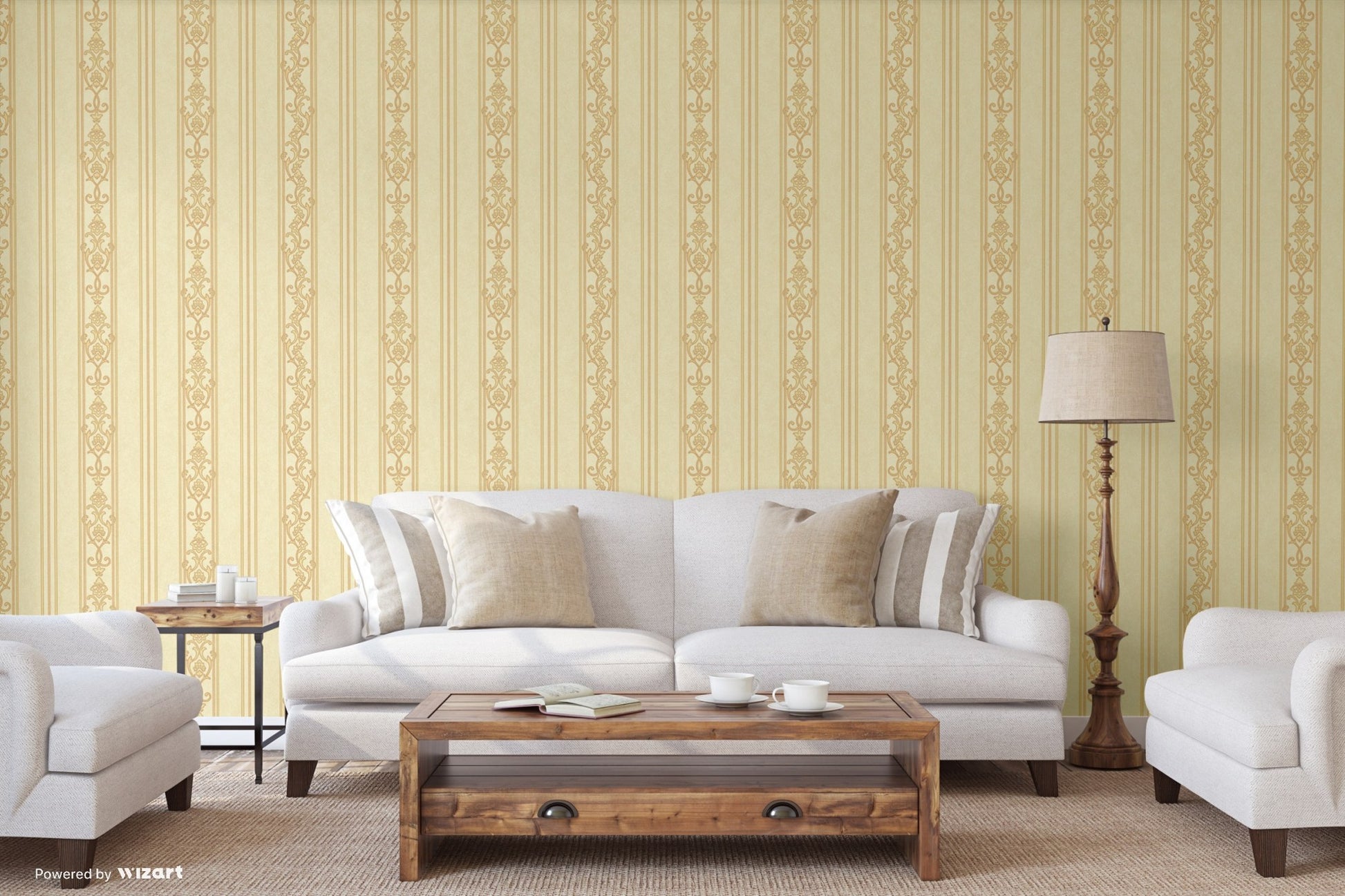Rumi Stories Ash Decorative Damask Wallpaper by La Belle Maison