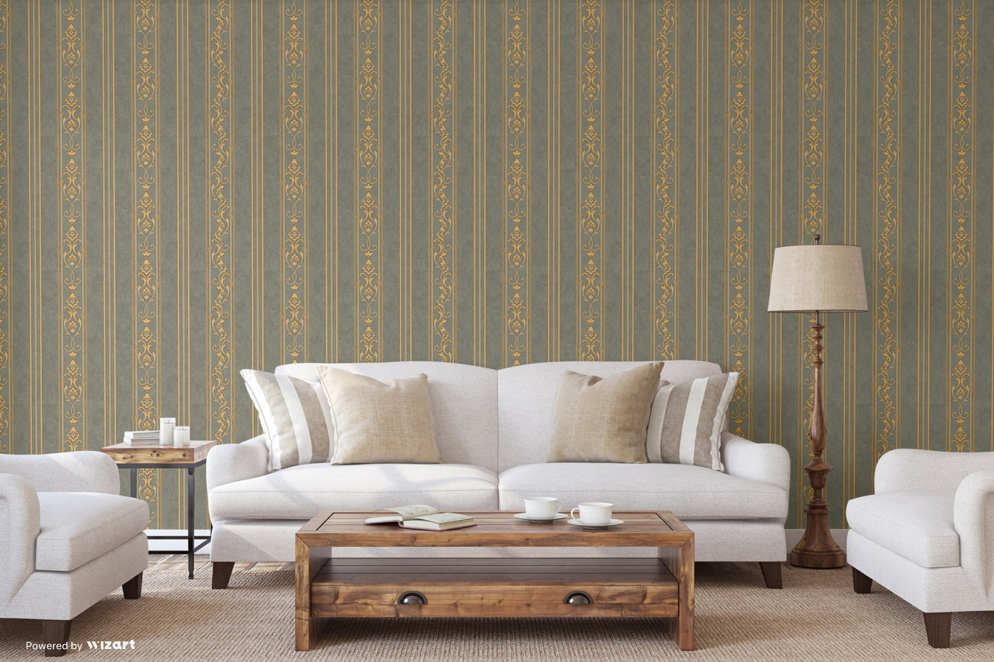Rumi Stories Graphite Elegant Scroll Wallpaper by La Belle Maison
