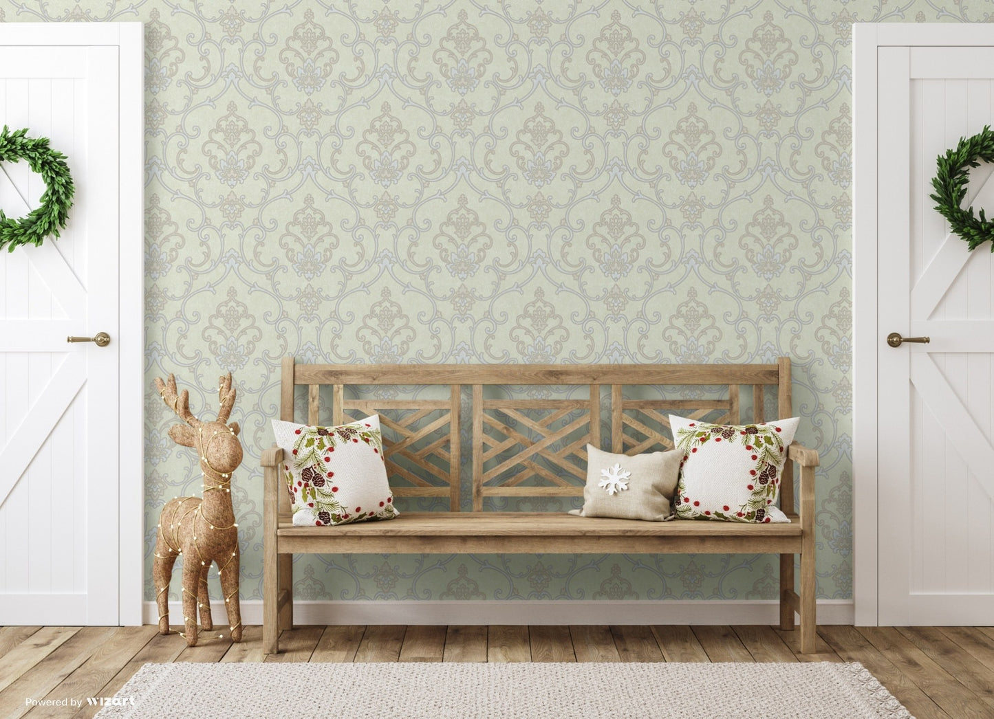 Rumi Stories Dove Grey Poetic Pattern Wallpaper by La Belle Maison