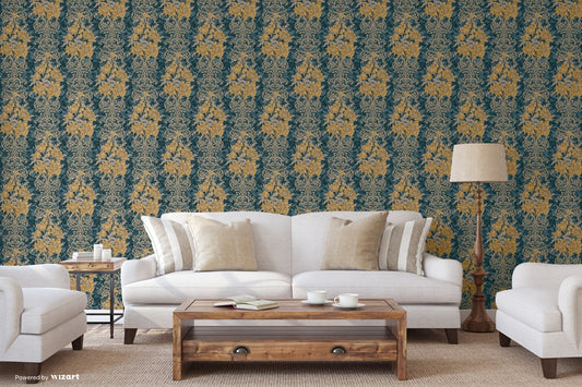 Seven Rooms Indigo Night Modern Stone Wallpaper by La Belle Maison