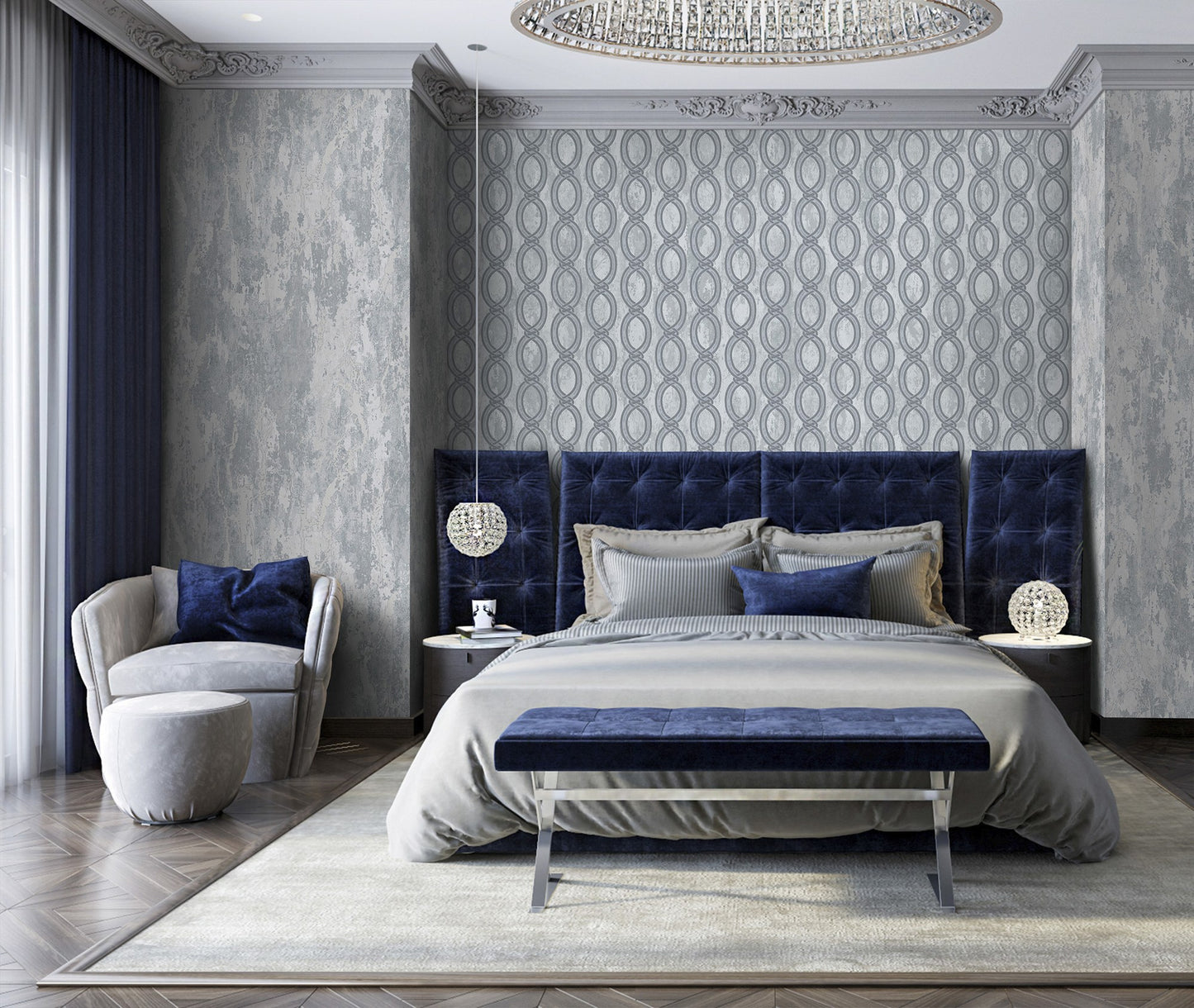 Seven Rooms Sky Blue Interior Texture Wallpaper by La Belle Maison