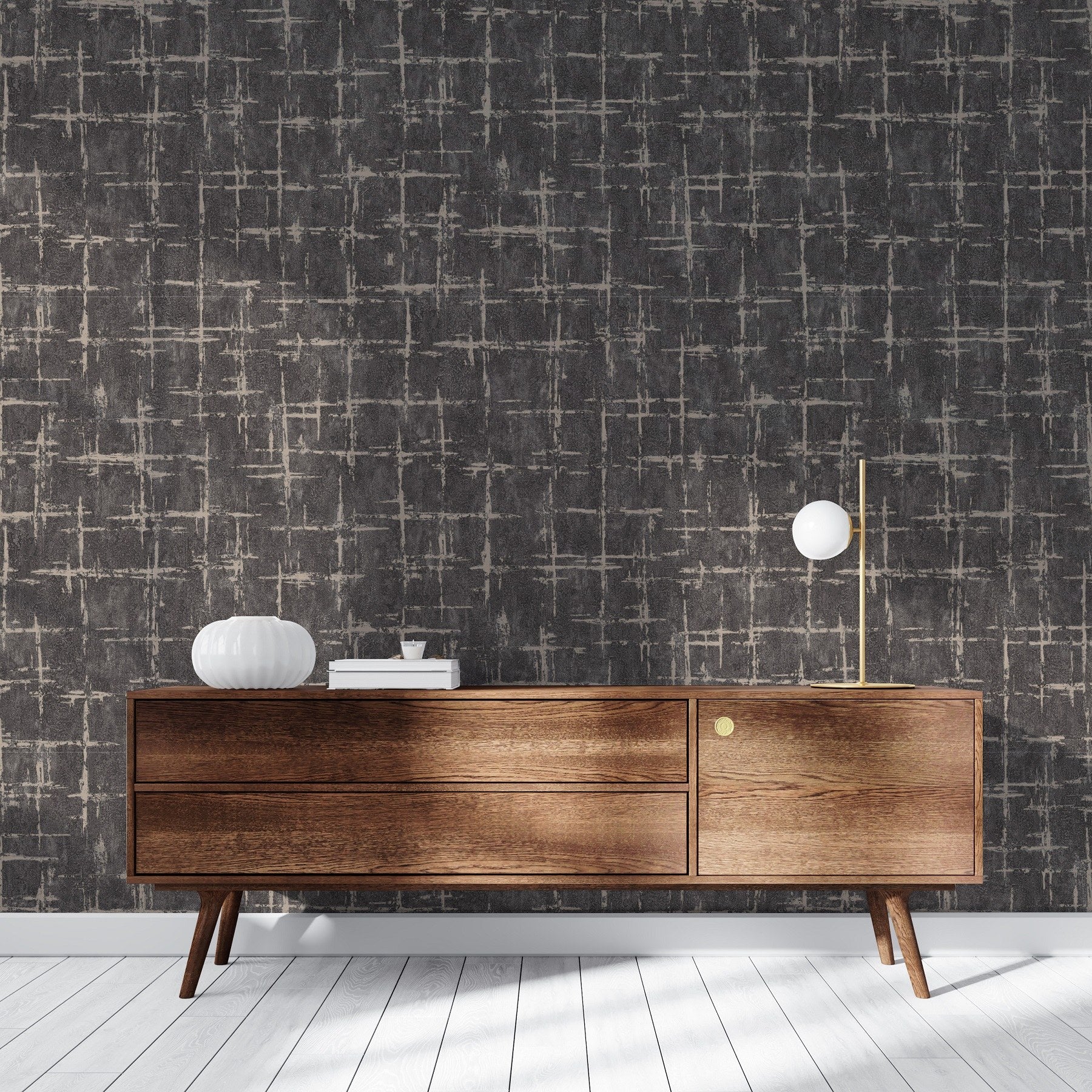 Seven Rooms Graphite Interior Texture Wallpaper by La Belle Maison