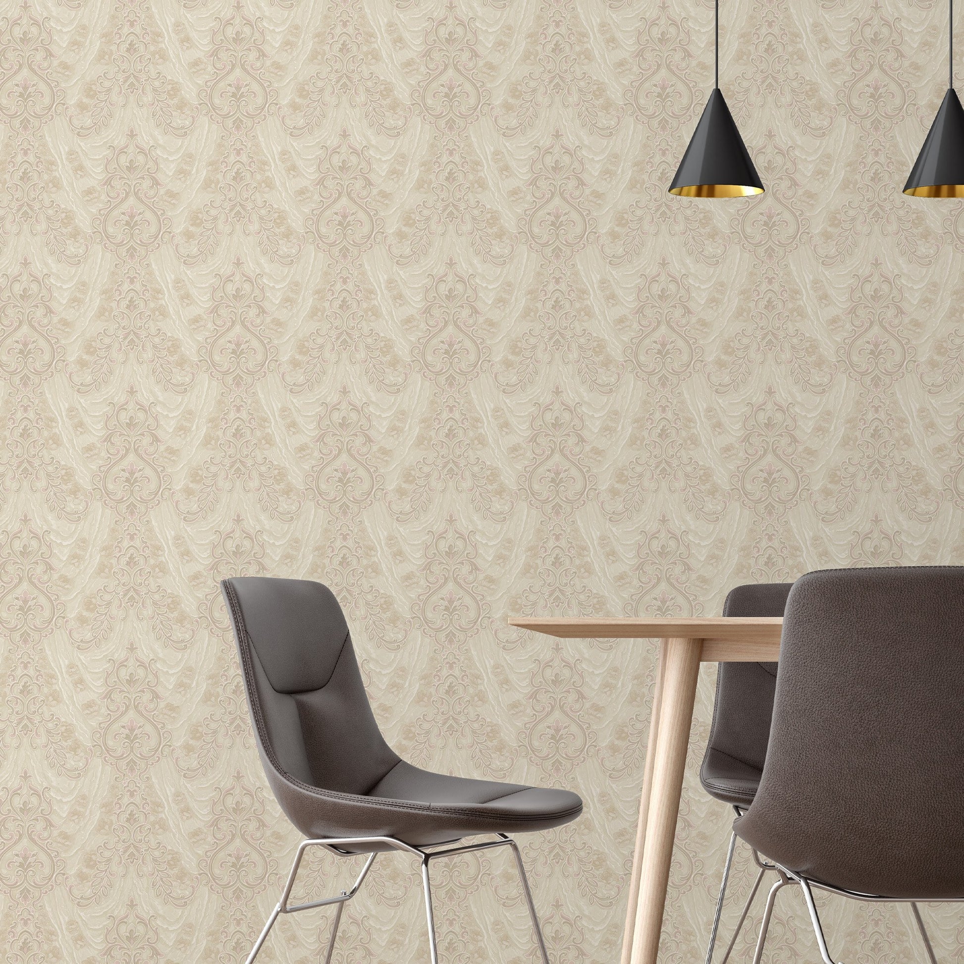 Signature Maison Silver Taupe Luxury Neutral Wallpaper by La Belle Maison