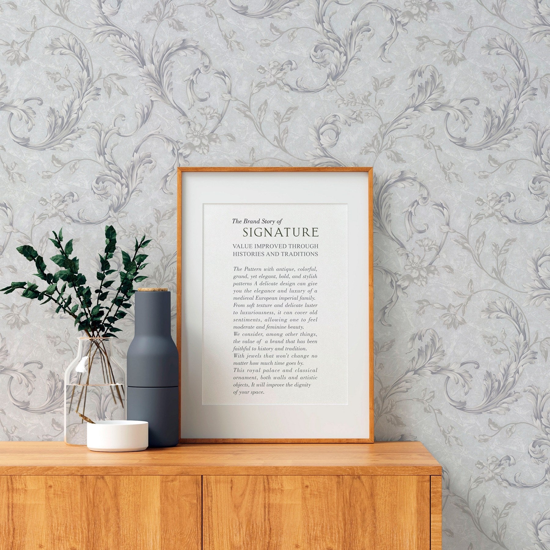 Signature Maison Mist Polished Texture Wallpaper by La Belle Maison