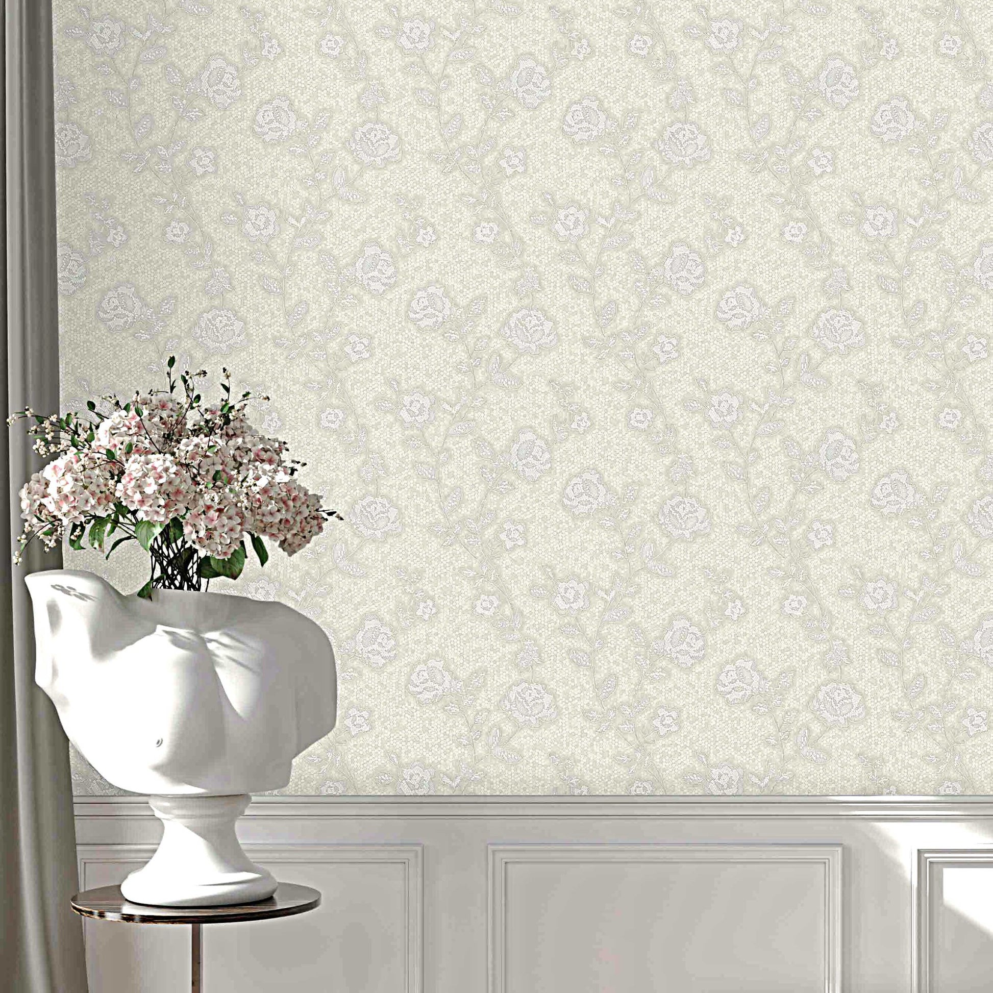 Signature Maison Silver Taupe Fine Surface Wallpaper by La Belle Maison