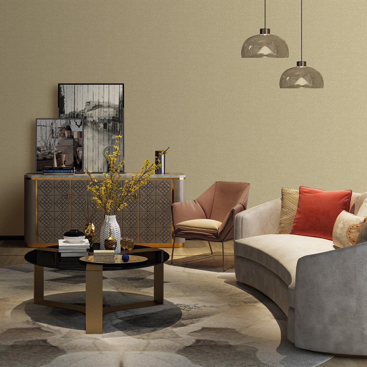 Signature Maison Ash Polished Texture Wallpaper by La Belle Maison