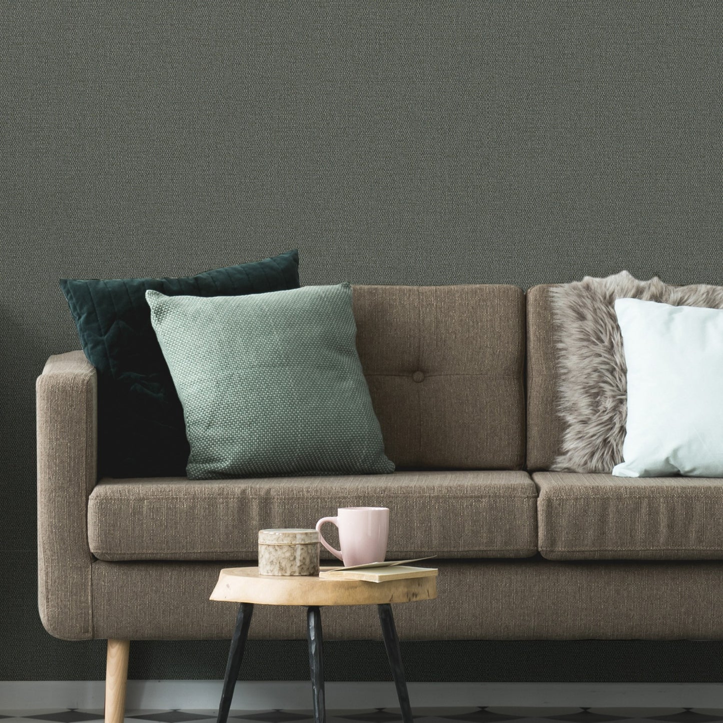 Signature Maison Ash Grey Refined Linen Wallpaper by La Belle Maison