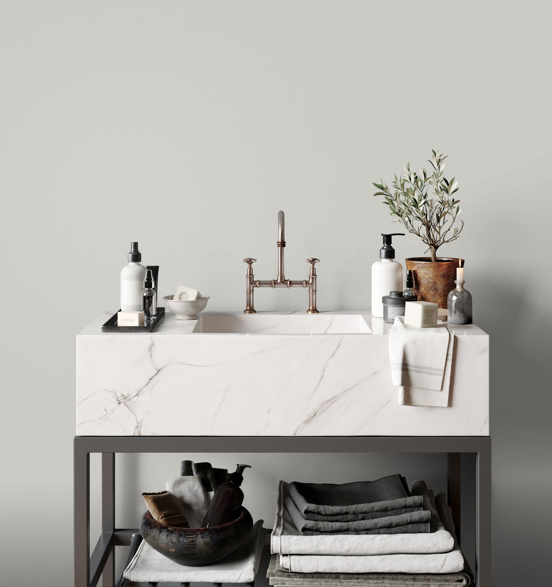 Soft Hue Dove Grey Plain Texture Wallpaper by La Belle Maison