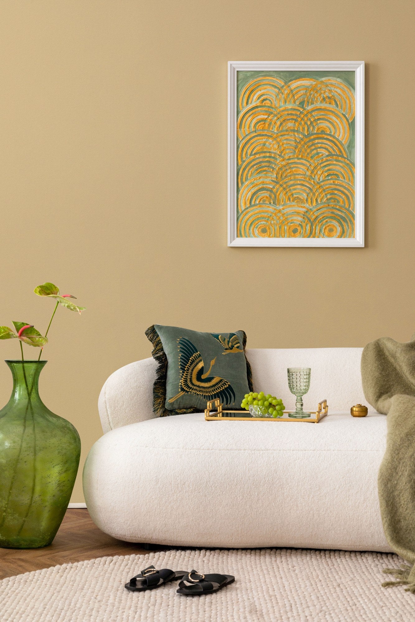 Soft Hue Saffron Colour Wash Wallpaper by La Belle Maison