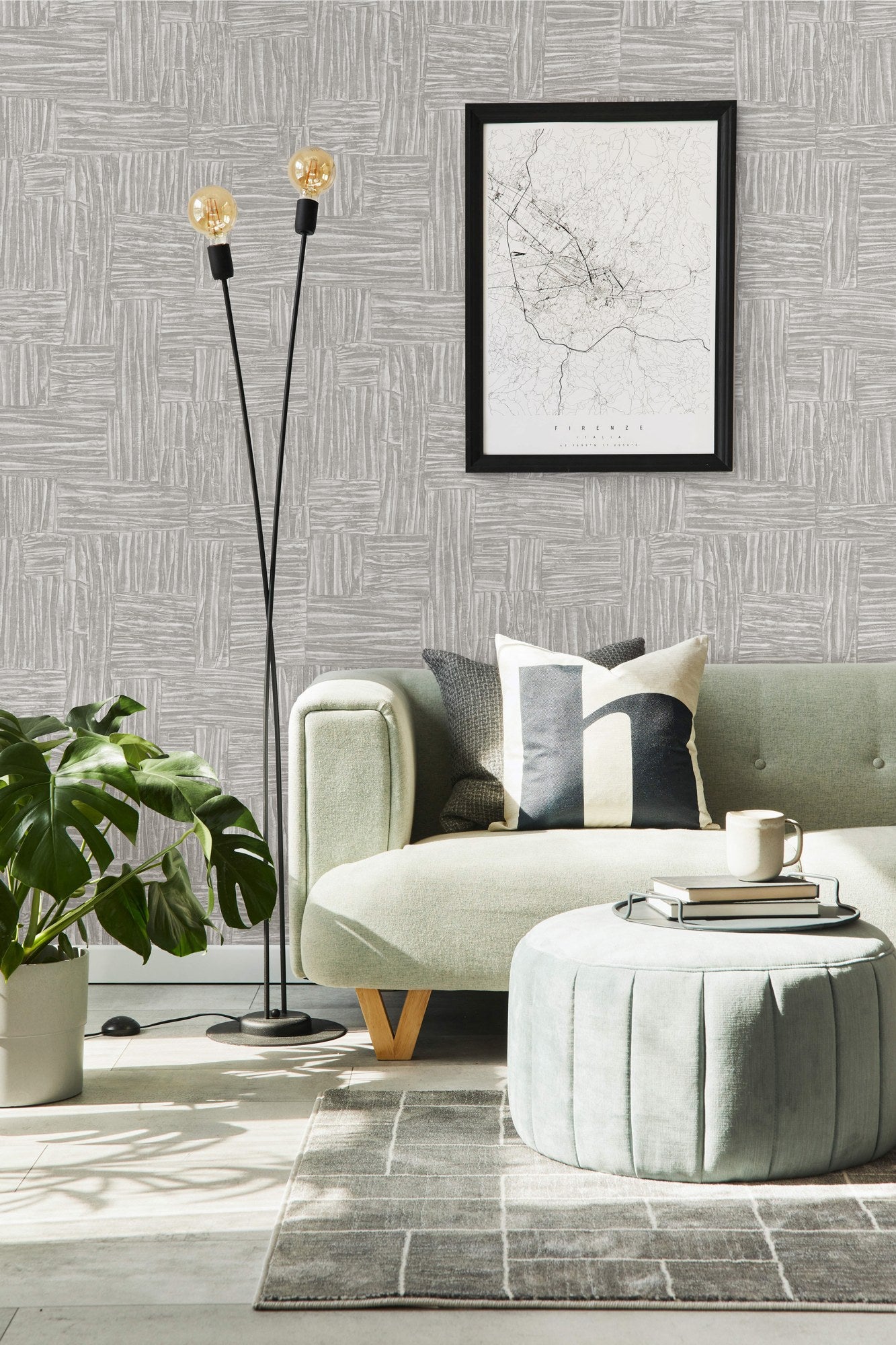 The Muse Collection Stone Grey Creative Pattern Wallpaper by La Belle Maison