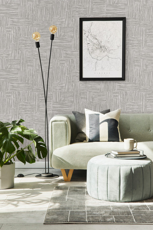 The Muse Collection Stone Grey Creative Pattern Wallpaper by La Belle Maison
