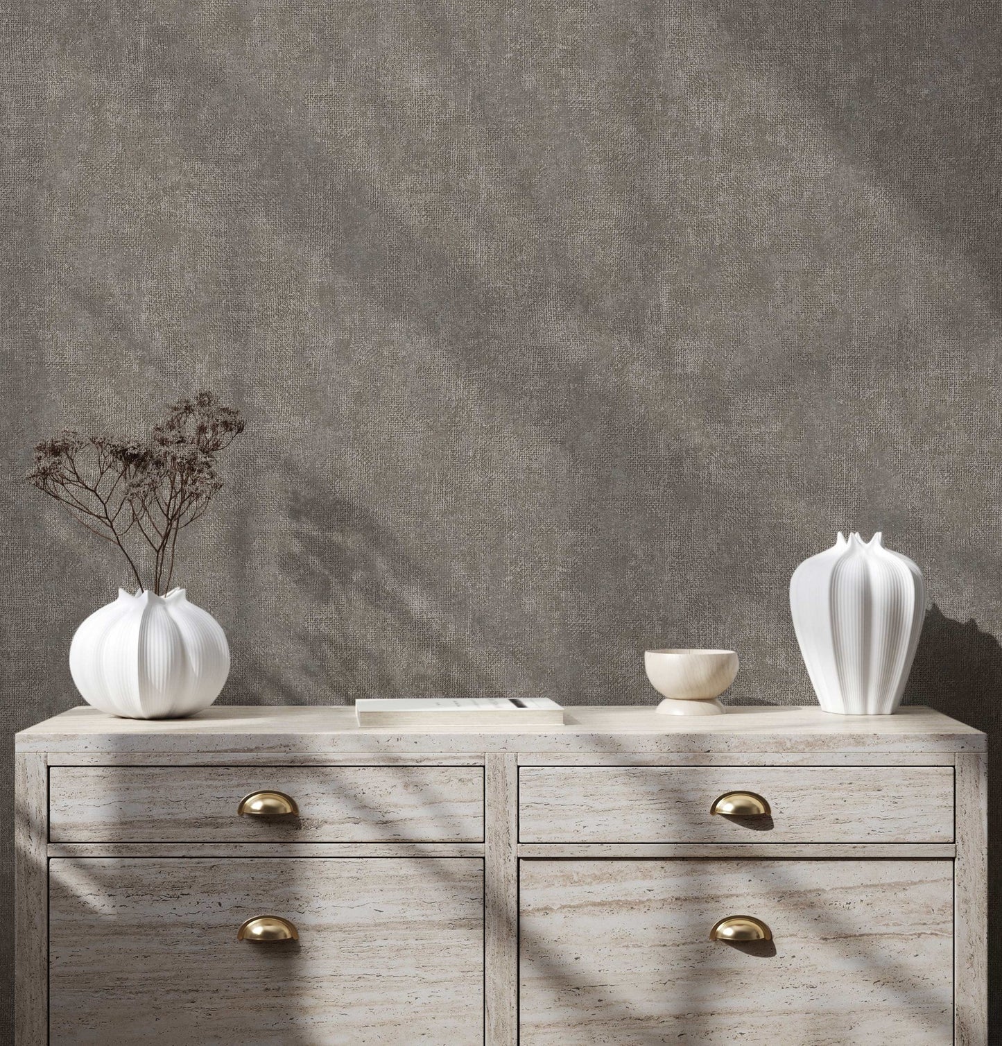 The Muse Collection Warm Grey Modern Texture Wallpaper by La Belle Maison