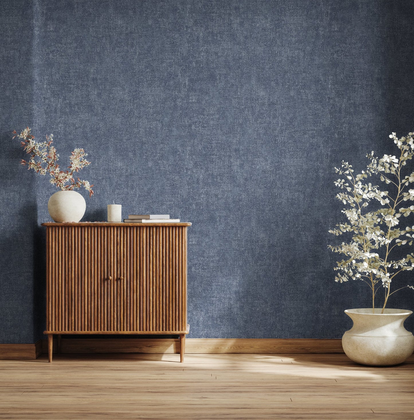The Muse Collection Royal Blue Studio Motif Wallpaper by La Belle Maison