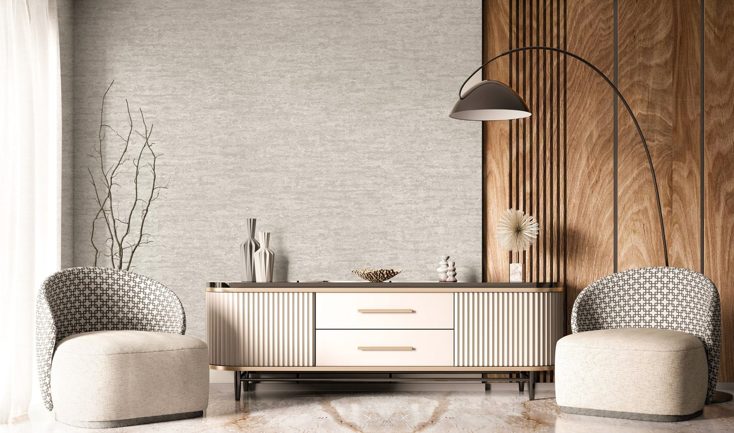 The Muse Collection Mist Muted Botanical Wallpaper by La Belle Maison