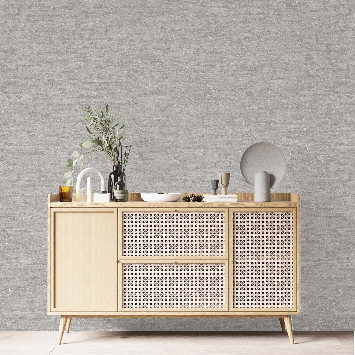 The Muse Collection Warm Grey Creative Pattern Wallpaper by La Belle Maison