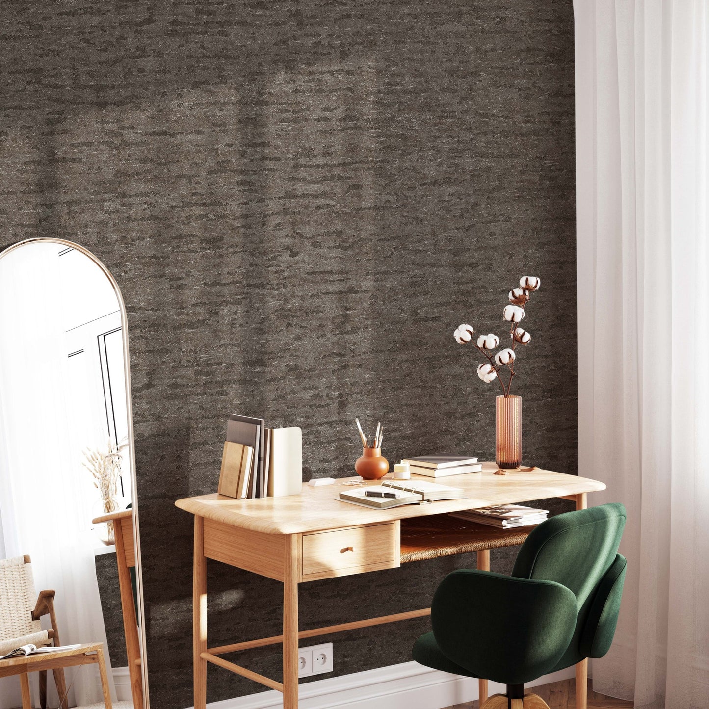 The Muse Collection Greige Artistic Texture Wallpaper by La Belle Maison