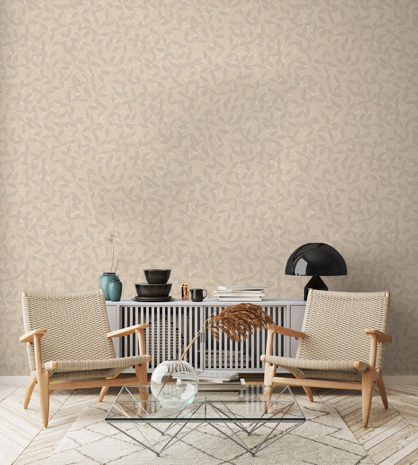The Muse Collection Linen Muted Botanical Wallpaper by La Belle Maison